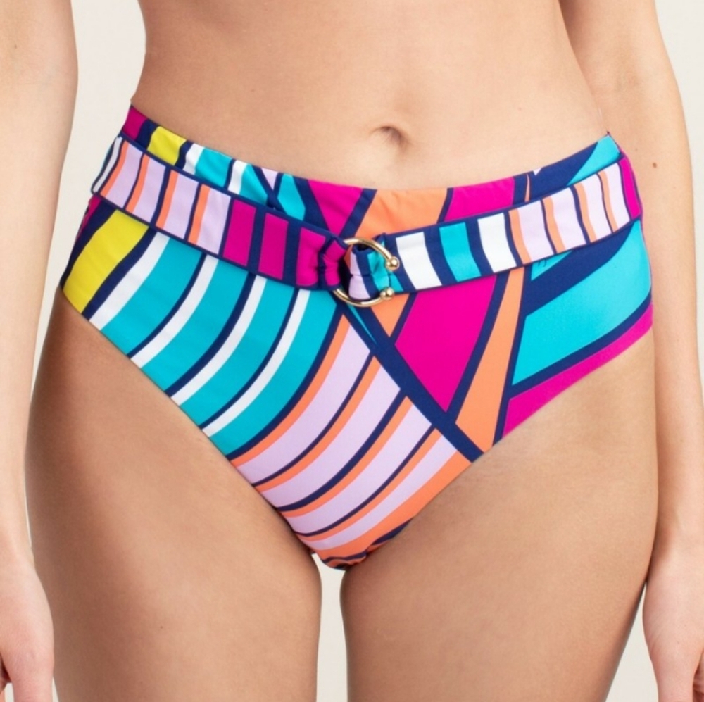 Trina Turk "Catch a Wave" High Waisted Bikini Bottom Size Medium